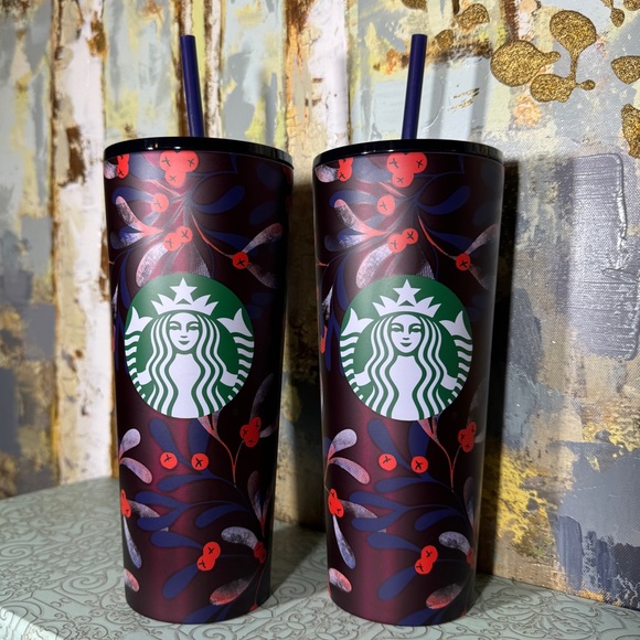 Starbucks Other - Starbucks Berry Purple Burgundy Cranberry Stainless Steel Tumbler Bundle